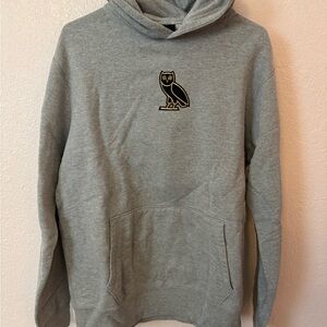 OVO Gray Pullover Hoodie with Black & Gold Owl Patch